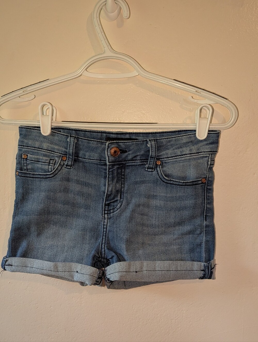 Celebrity Pink Light Blue Denim Roll-Cuff Shorts